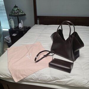 Hanifa Designer Leather Handbag Set, Pouch and Dust Cover